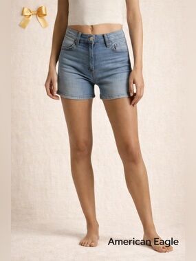 American Eagle High Rise Mom Shorts Blue Denim Size 8